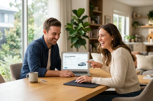 Meridian loan advisor reviewing documents with client